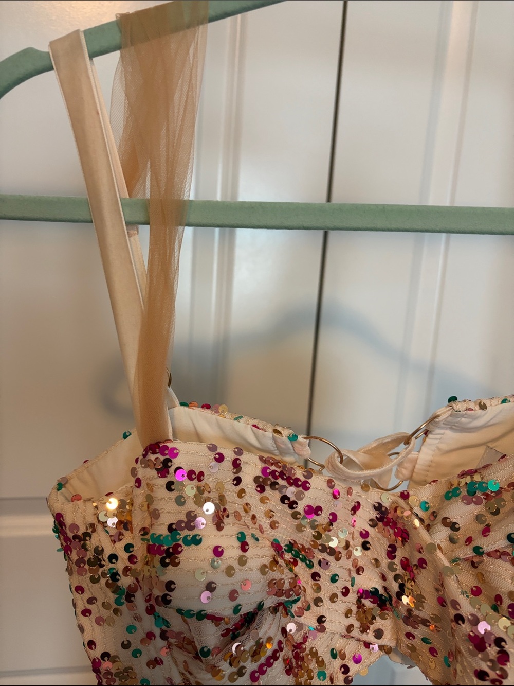 Sabina Musayev Pixie Sequin nude A line mid Dress with front cut out - Picture 2 of 14
